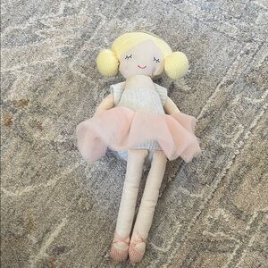 Mud Pie Soft Ballerina Doll in Pink Tutu and Yellow Hair